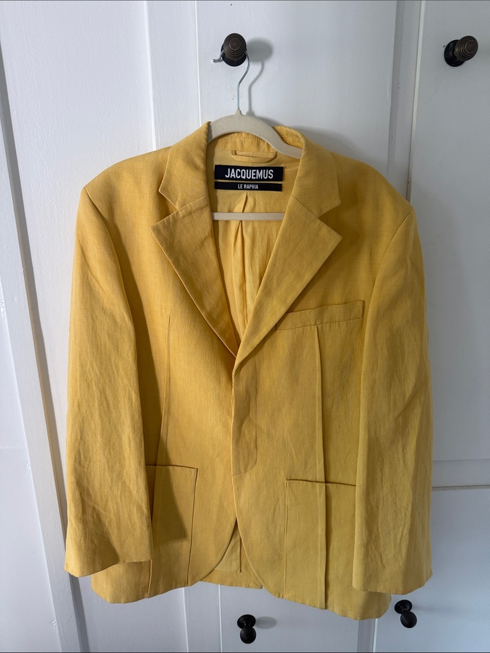 JACQUEMUS LE RAPHIA Yellow Linen Blazer